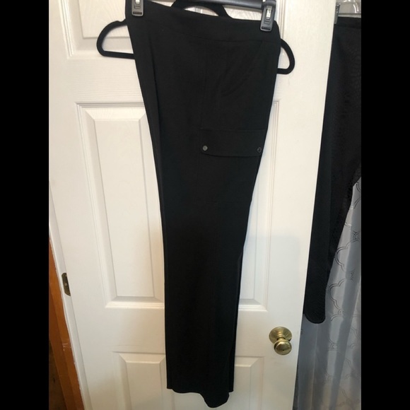 ABSOLU PARIS Size 12 Black wide leg Pants made in France size 44 dressy - Picture 4 of 8